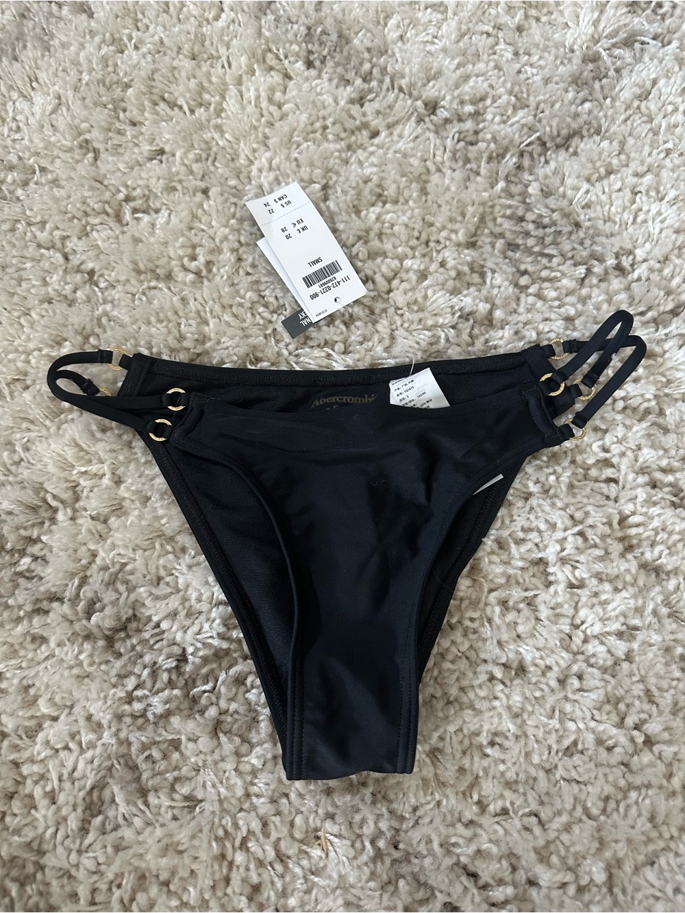Abercrombie & Fitch Black Bikini Bottoms with Gold Rings
